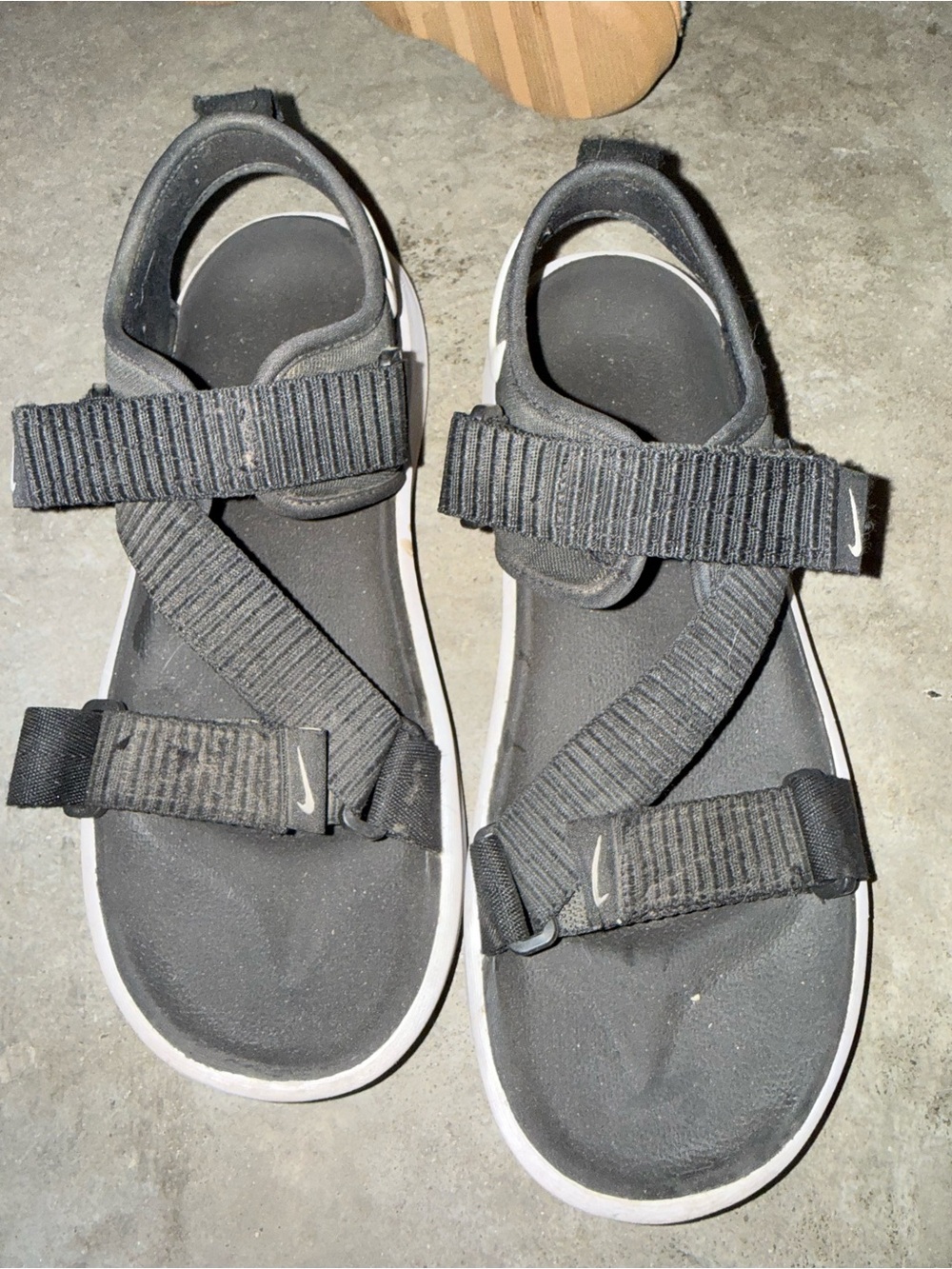 Nike Black Sandal with White Logo Accent